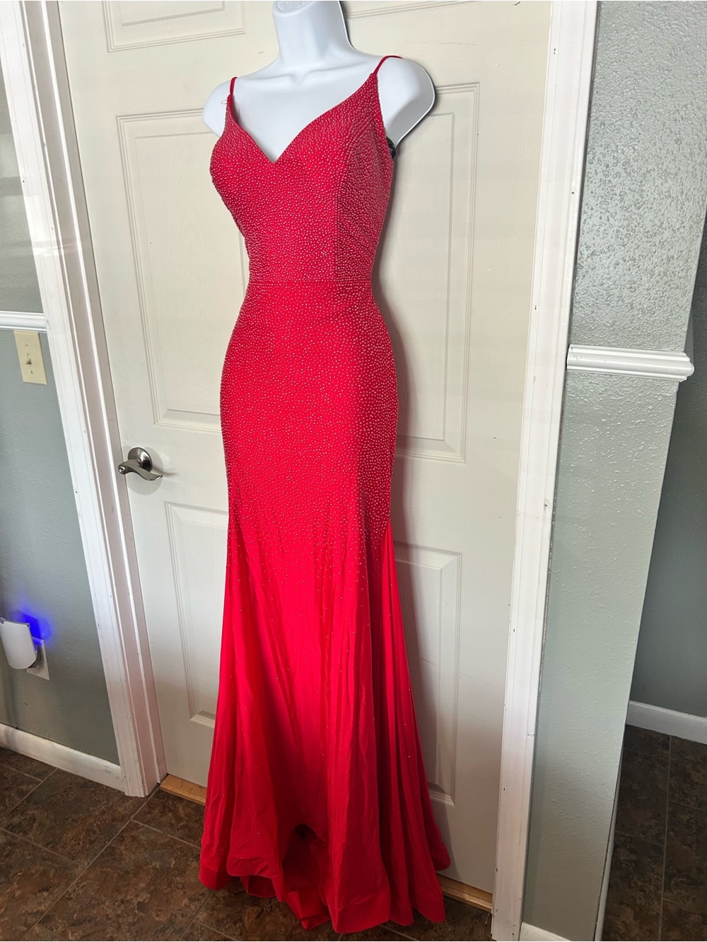 Sexy Siren Red Gown with Hot Stones